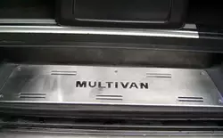 Накладки на внутрішні пороги (OmsaLine, нерж) 3 двері, OmsaLine - Італійська нержавійка для Volkswagen T5 Multivan 2003-2010 рр
