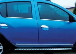 Зовнішня окантовка вікон (4 шт., нерж.) Carmos - Турецька сталь для Dacia Sandero 2007-2013 рр
