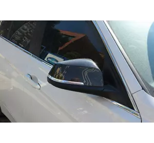 Накладки на дзеркала (2 шт, натуральний карбон) для BMW 3 серія F-30/31/34 2012-2019рр