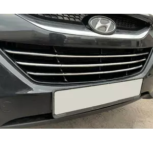 Смужки на решітку радіатора (3 шт, нерж) для Hyundai IX-35 2010-2015рр