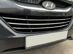 Смужки на решітку радіатора (3 шт, нерж) для Hyundai IX-35 2010-2015рр