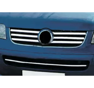 Накладки на решітку (6 шт, нерж) OmsaLine - Італійська нержавійка для Volkswagen T5 Caravelle 2004-2010 рр