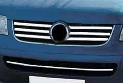 Накладки на решітку (6 шт, нерж) OmsaLine - Італійська нержавійка для Volkswagen T5 Caravelle 2004-2010 рр