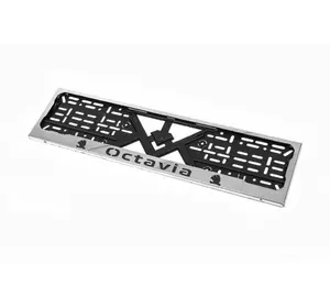 Рамка під номер хром (1 шт, нержавіюча сталь) для Skoda Octavia II A5 2010-2013рр