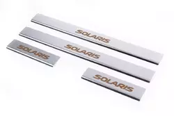 Накладки на пороги Carmos Solaris V1 (4 шт, нерж) для Hyundai Accent Solaris 2011-2017 рр