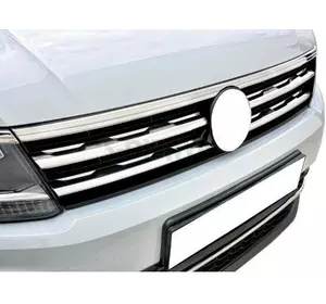 Накладки на кант решітку і фари 2016-2020 (3 шт, нерж) для Volkswagen Tiguan