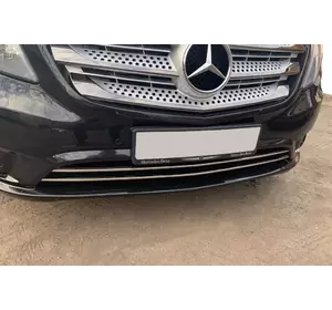 Накладки на решітку бампера (2 шт, нерж) Vito вантажний (чорний хром) для Mercedes Vito / V-class W447 2014-2024 рр