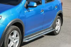 Бокові пороги KB001 (нерж) 60 мм для Dacia Sandero 2013-2020 рр