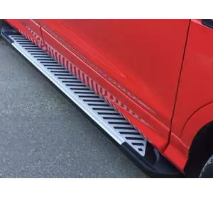 Бокові пороги Line (2 шт., Алюміній) З чорним листям на дверях для Ford Kuga/Escape 2013-2019 рр