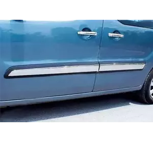 Молдинг дверний (4 шт, нерж) Carmos - Турецька сталь для Peugeot Partner Tepee 2008-2018рр
