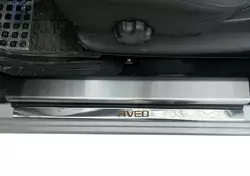 Накладки на дверні пороги Carmos (4 шт, нерж.) для Chevrolet Aveo T250 2005-2011 рр