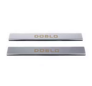 Накладки на дверні пороги (Carmos, 2 шт, нерж.) для Fiat Doblo I 2001-2005 рр
