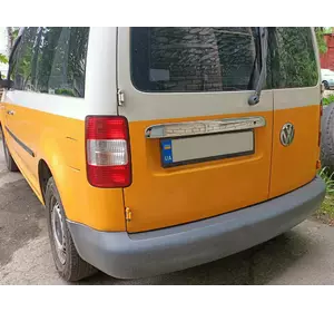 Накладка над номером (2 дверні, нерж) Без надпису, OmsaLine - Італійська нержавійка для Volkswagen Caddy 2010-2015рр