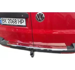 Накладка на задній бампер з загином (Carmos V1, сталь) для Volkswagen T5 Caravelle 2004-2010 рр