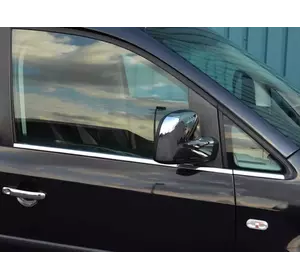 Нижні молдинги стекол (нерж.) Передні, OmsaLine - Італійська нержавійка для Volkswagen Caddy 2004-2010 рр
