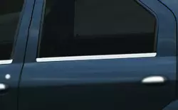 Окантовка вікон (4 шт, нерж.) Carmos - Турецька сталь для Renault Logan I 2005-2008 рр