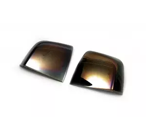 Накладки на дзеркала Чорний хром (2 шт., пласт) для Fiat Doblo II 2010-2022 рр