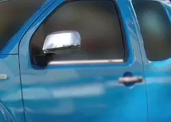 Накладки на дзеркала (2 шт, нерж.) Без повторювача повороту для Nissan Navara 2006-2015 рр