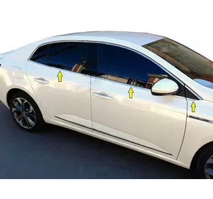 Нижня окантовка вікон (Sedan, 6 шт, нерж) Carmos - Турецька сталь для Renault Megane IV 2016-2022 рр