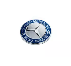 Заглушка замість емблеми на капот Mercedes (синя і хром, 57мм) для Тюнінг Mercedes