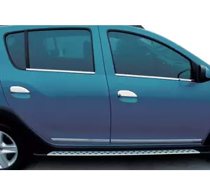 Накладки на ручки (4 шт., нерж.) OmsaLine - Італійська нержавійка для Renault Logan II 2013-2022 рр
