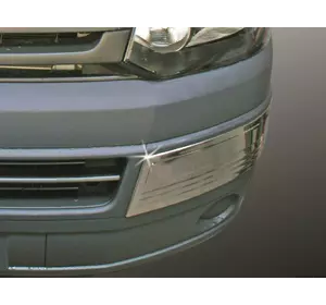 Кути на передній бампер (2 шт, нерж) для Volkswagen T5 2010-2015 рр