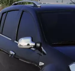Накладки на дзеркала (2 шт, нерж.) для Dacia Sandero 2013-2020 рр