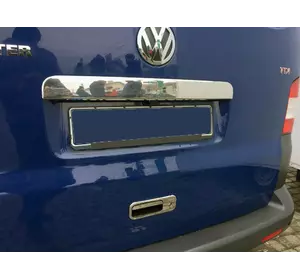 Планка над номером на двері Ляда (нерж) З написом, OmsaLine - Італійська нержавейка для Volkswagen T5 Caravelle 2004-2010 рр
