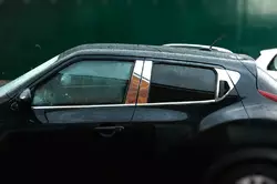 Молдинг дверних стійок (8 шт, нерж) для Nissan Juke 2010-2019 рр