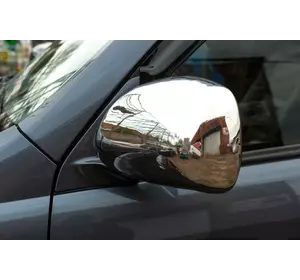 Накладки на дзеркала (2 шт., нерж) OmsaLine - Італійська нержавійка для Toyota Land Cruiser Prado 120