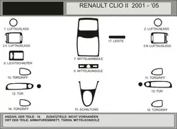 Накладки салону Алюміній для Renault Clio II 1998-2005 рр