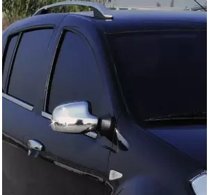 Накладки на дзеркала (2 шт) V-2 Хромований пластик для Dacia Sandero 2007-2013 рр