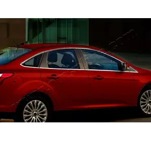 Повна окантовка вікон Sedan (12 шт, нерж) для Ford Focus III 2011-2017 рр