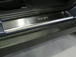 Накладки на пороги Натанико (4 шт., нерж.) Стандарт - стрічка Lohmann, 0.5 мм для Hyundai IX-35 2010-2015рр