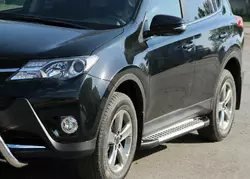Бокові пороги Allmond Grey (2 шт., алюміній) для Toyota Rav 4 2013-2018 рр