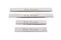 Накладки на пороги Carmos (4 шт., нерж.) для Citroen C-4 Picasso 2013-2024 рр