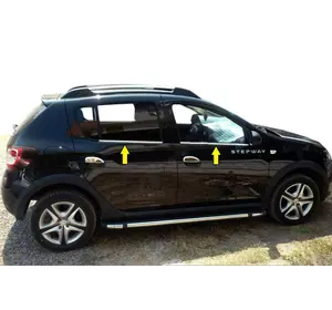 Окантовка вікон (4 шт., нерж.) OmsaLine - Італійська нержавійка для Renault Sandero 2013-2022 рр