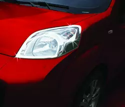 Накладки на фари (2 шт., нерж) OmsaLine - Італійська нержавійка для Peugeot Bipper 2008-2024 рр
