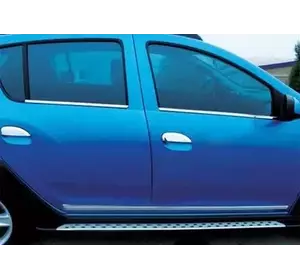 Зовнішня окантовка вікон (4 шт., нерж.) Carmos - Турецька сталь для Renault Sandero 2007-2013 рр
