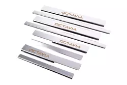 Накладки на пороги Carmos V1 (8 шт., нерж.) для Skoda Octavia III A7 2013-2019рр
