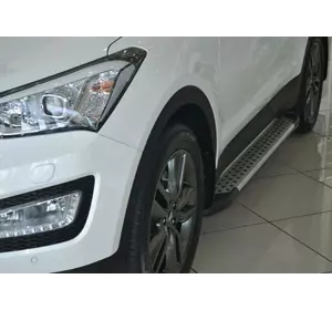 Бокові пороги Allmond Grey (2 шт., алюм.) для Hyundai Santa Fe 3 2012-2018рр