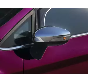 Накладки на дзеркала (2 шт) OmsaLine - Хромований пластик для Ford Fiesta 2008-2017 рр