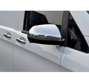 Накладки на дзеркала `Частина дзеркала` (2 шт) OmsaLine - Хромований пластик для Mercedes Vito / V-class W447 2014-2024 рр