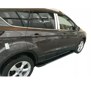Бокові пороги Bosphorus Grey (2 шт., Алюміній) З чорним листям на дверях для Ford Kuga/Escape 2013-2019 рр