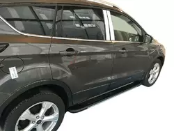Бокові пороги Bosphorus Grey (2 шт., Алюміній) З чорним листям на дверях для Ford Kuga/Escape 2013-2019 рр