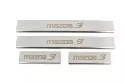 Накладки на пороги (4 шт, Матові, нерж) для Mazda 3 2013-2019 рр