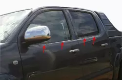 Молдинг скла (4 шт, нерж) OmsaLine - Італійська нержавійка для Toyota Hilux 2006-2015 рр Молдинг скла (4 шт, нерж) OmsaLine - Італійська нержавійка для Toyota Hilux 2006-2015 рр