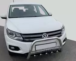 Кенгурятник WT003 (нерж) 60 мм, з написом для Volkswagen Tiguan 2007-2016 рр Кенгурятник WT003 (нерж) 60 мм, з написом для Volkswagen Tiguan 2007-2016 рр