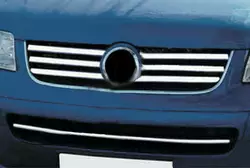 Накладки на решітку (6 шт, нерж) OmsaLine - Італійська нержавійка для Volkswagen T5 Multivan 2003-2010 рр Накладки на решітку (6 шт, нерж) OmsaLine - Італійська нержавійка для Volkswagen T5 Multivan 2003-2010 рр