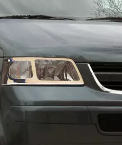 Накладки на передні фари (2 шт., нерж) для Volkswagen T5 Multivan 2003-2010 рр Накладки на передні фари (2 шт., нерж) для Volkswagen T5 Multivan 2003-2010 рр